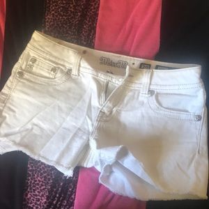 White miss me shorts